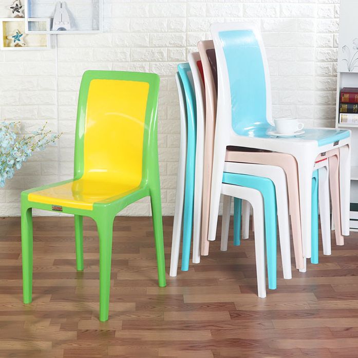 Silla de comedor de estilo moderno, cocina de plástico, silla lateral sin brazos