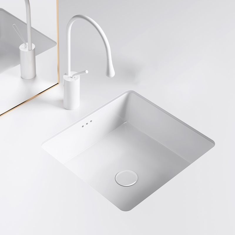 Classic Bathroom Sink Rectangular White Wash Stand with Pop-Up Drain