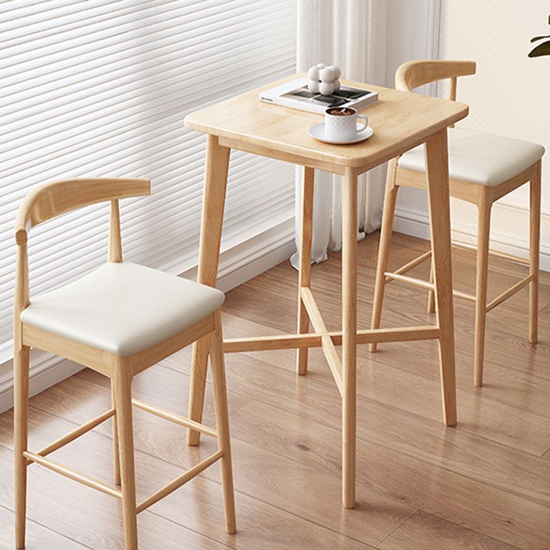 23.6"x23.6"x41.3" Rubberwood Solid Wood Bar Table for Kitchen Dining Room