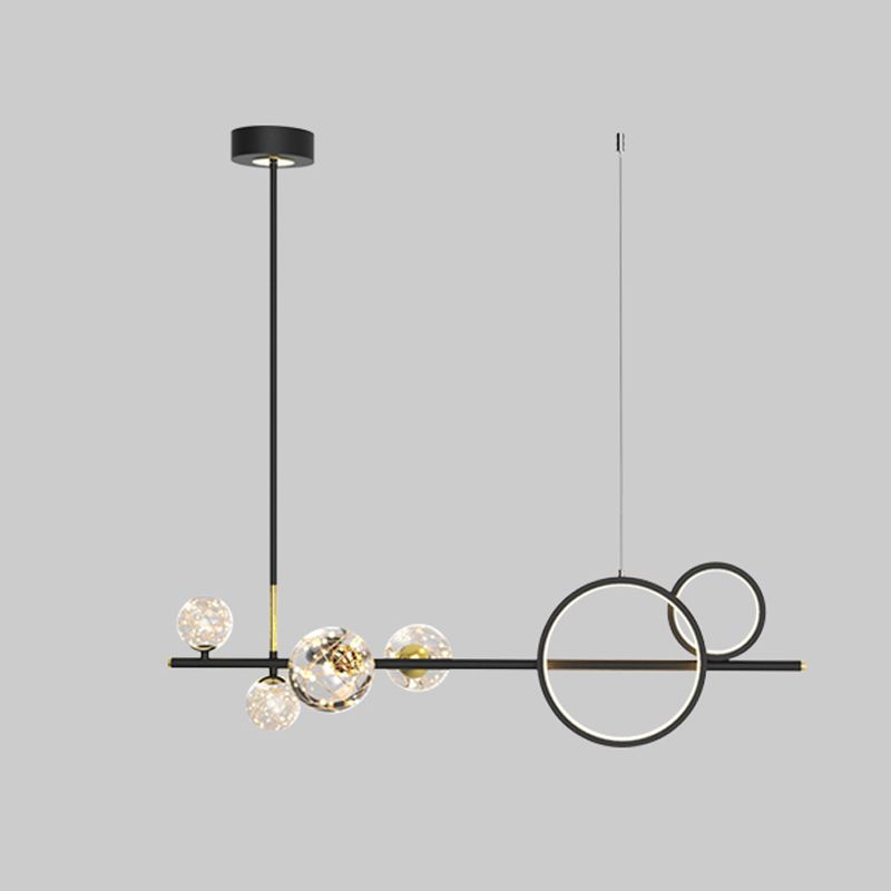 Eigentijdse bol hanglampen glazen eilandverlichting in zwarte afwerking