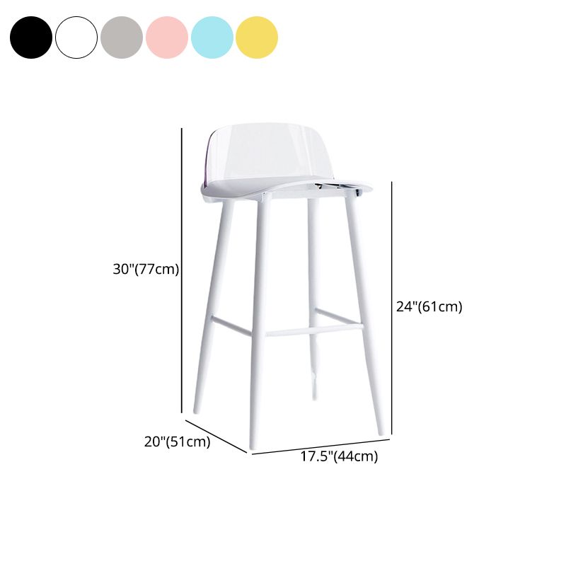 Nordic Armless Backrest Counter Stool Iron Cafe Bar Stool with Acrylic Seat