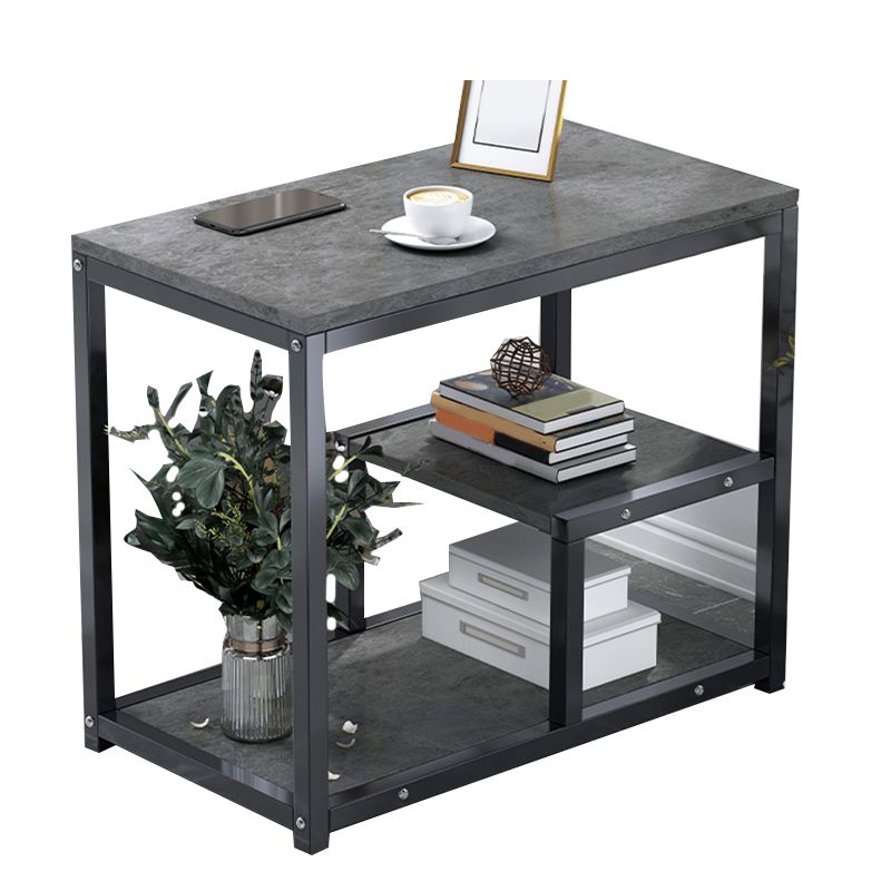 Industrial Rectangular Corner Table Metal Side End Snack Table