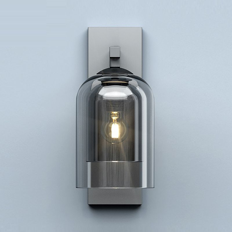 Single Contemporary Silver Glass Shape Unique Bathroom Vanity Light