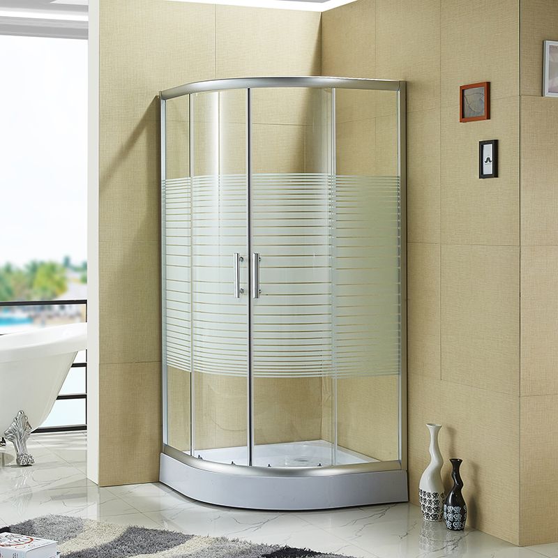 Double Sliding Shower Enclosure Semi-Frameless Corner Shower Enclosure