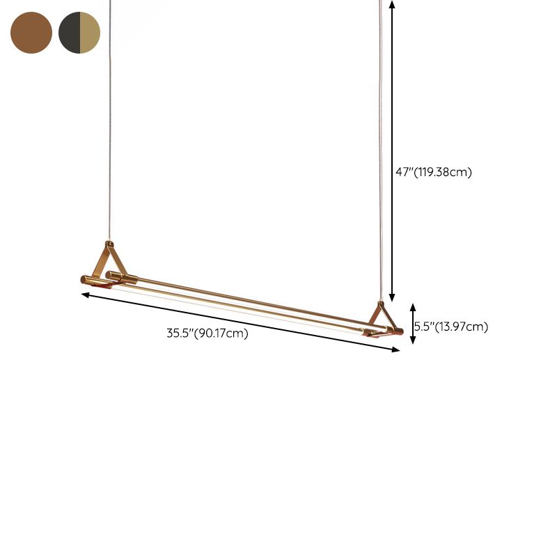 Modern Black/Golden 2-Light Kitchen Island Lighting Metal Island Pendant Lighting