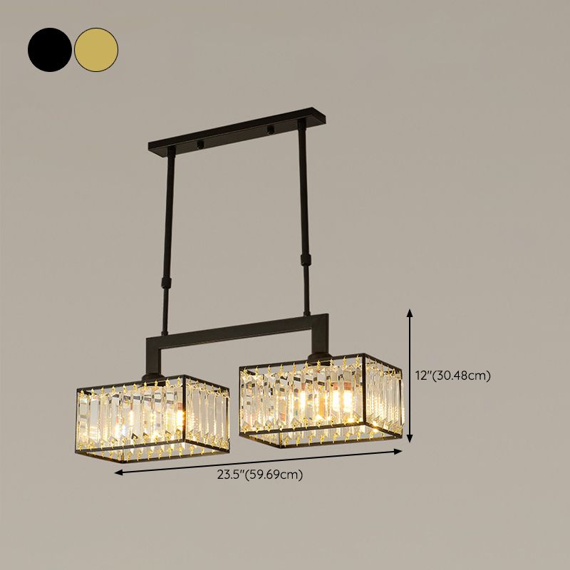 Nordic Style Hanging Lamp Crystal Island Light Fixture for Living Room