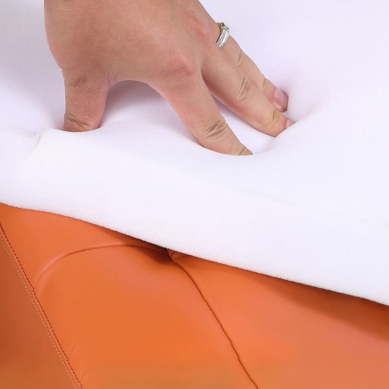 Contemporary Pouf Ottoman Genuine Leather Upholstered Tufted Solid Color Ottoman