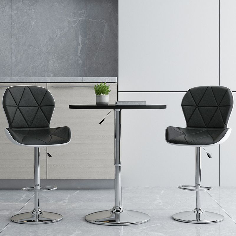 Modern Metal Barstool Faux Leather Counter Stool in Matte Finish
