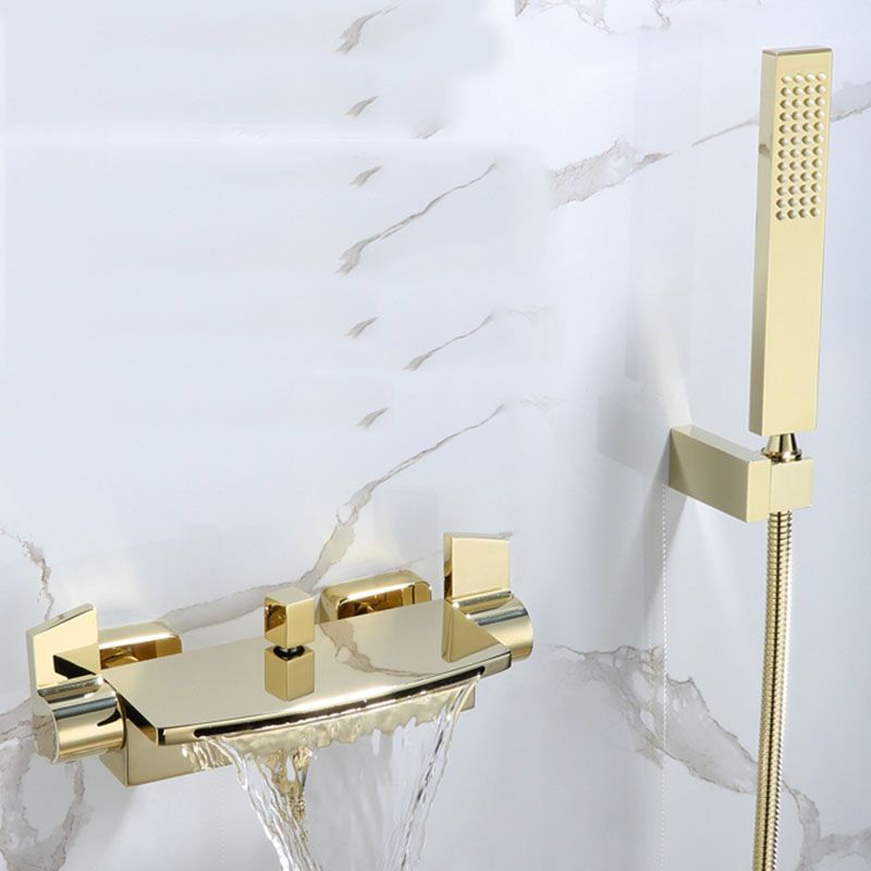 Traditional Wall Mounted Metal Tub Filler Low Arc Waterfall Tub Faucet Trim