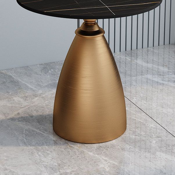 22.4" Tall Iron Pedestal End Table Modern Round Slate Top Side Table