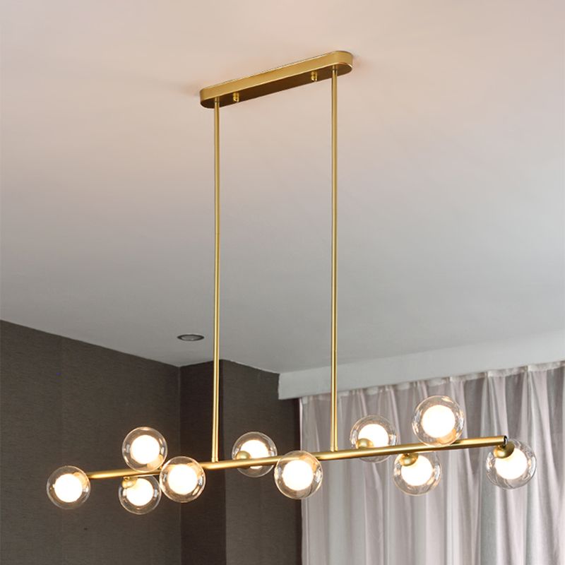 Modern Kitchen Island Lighting Round Hanging Island Lights with Clear Glass Shade