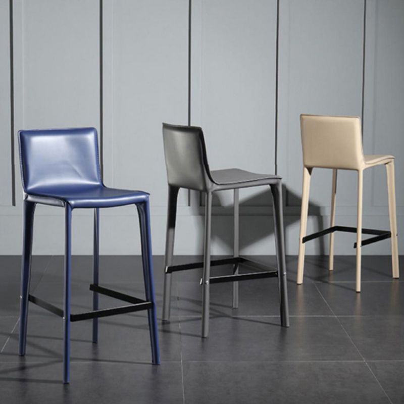 Contemporary Metal Legs Faux Leather Upholstered Living Room Bar Stool