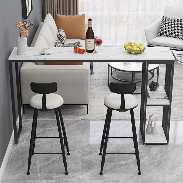 Glam Stone Bar Table Set 1/3 Pieces Rectangle Bar Table with Upholstered Stools