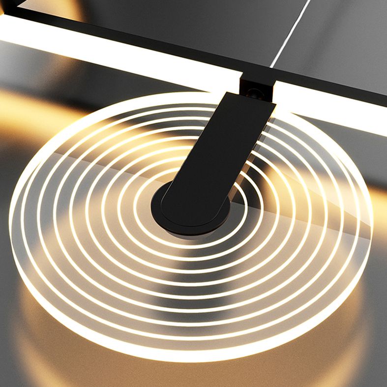 Minimalist Shaded Hanging Island Light Metal Dinning Room LED Island Pendant Light in Black