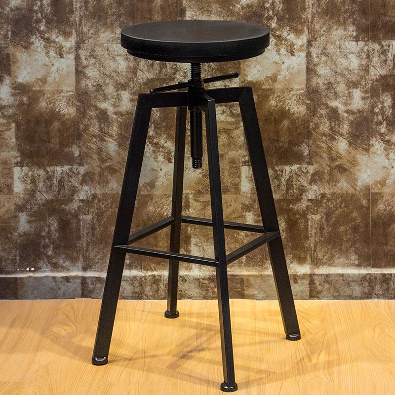Round Seat Armless Bar Stool Modern Metal Legs Rotatable Bar Chair
