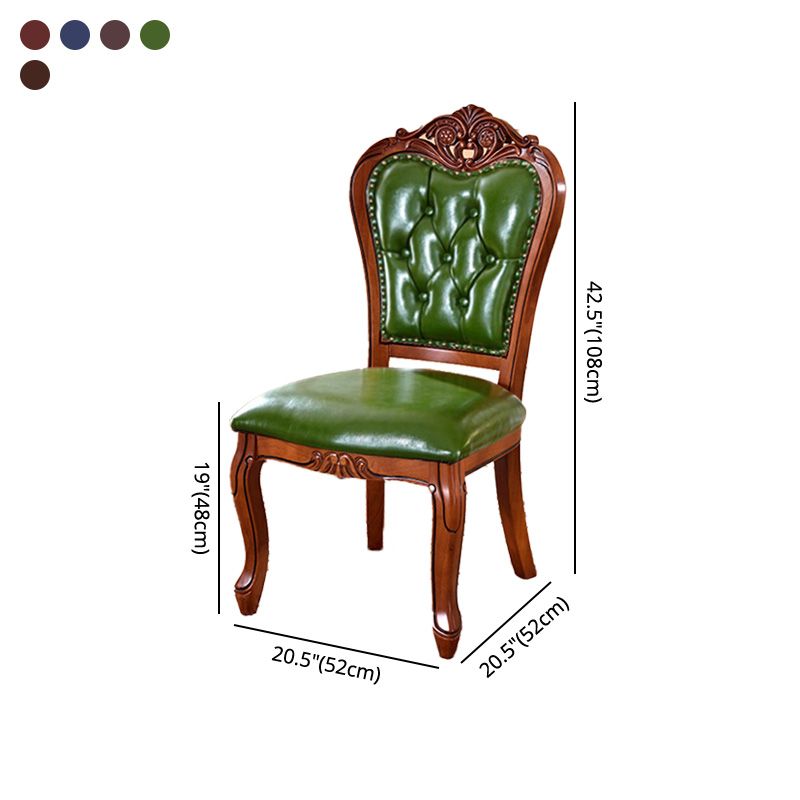 Sillas de comedor victorianas sin brazos Sillas laterales tapizadas en cuero (juego de 2)