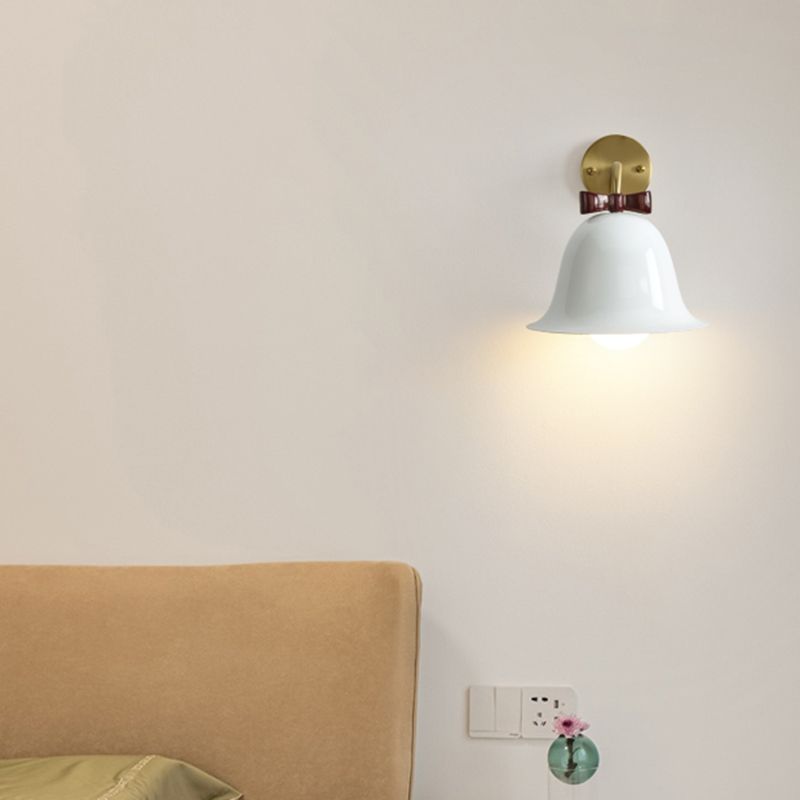 Modern Metal Wall Sconce Bell Shape Wall Light with Glass Shade for Bedroom
