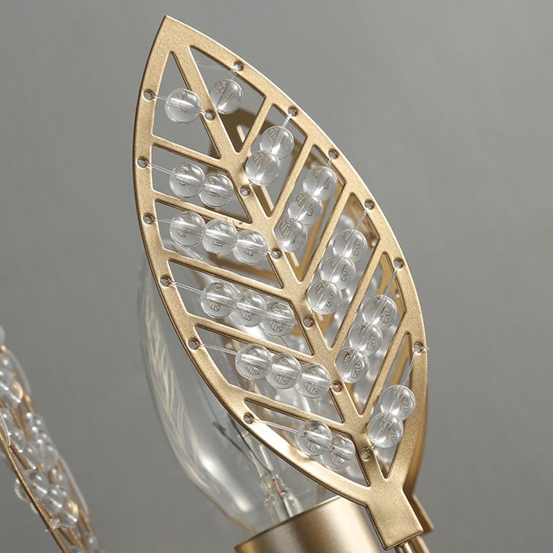 Modernism 1 Light Sconce Light with Crystal Leaf Bronze Branch Wall Mounted Light for Bedroom
