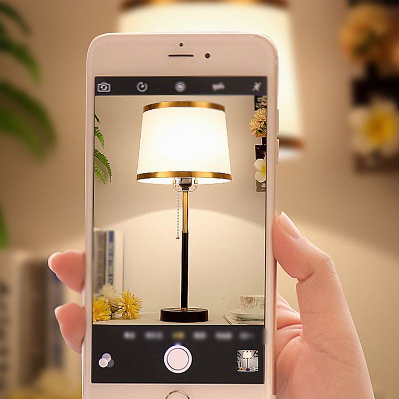 Nordic Metal Table Lamp 1 Light Desk Lamp with Natural Burlap for Bedroom
