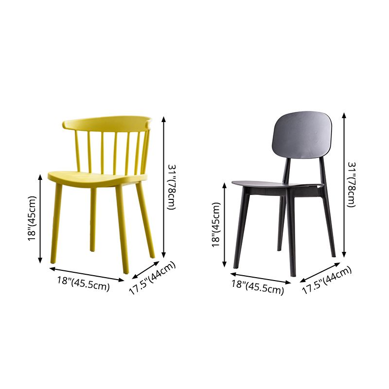 Scandinavian Style Plastic Dining Armless Chair Windsor Back Side Chair for Home Use