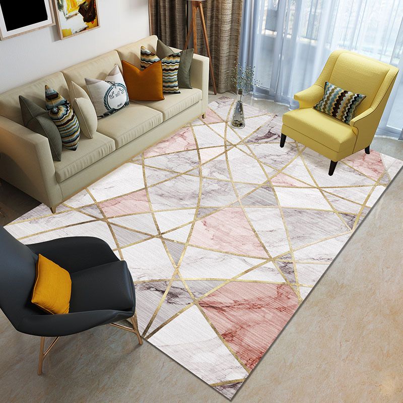 Funky Color Blocking Geometric Rug Multi Colored Nordic Rug Polypropylene Non-Slip Backing Pet Friendly Washable Rug for Room