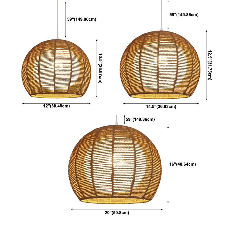 Japanisches Seil Anhänger Licht 1 Licht Global Hanging Deckenleuchte für Esszimmer