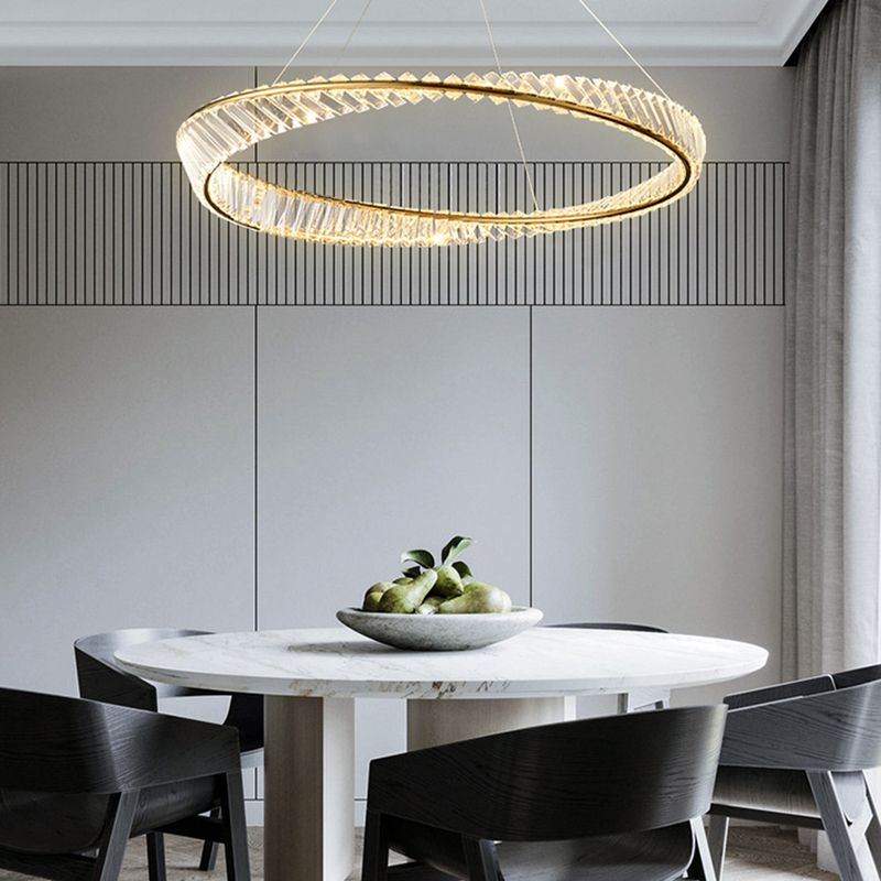 Modern Creative LED Pendant Light Crystal Circular Chandelier for Living Room