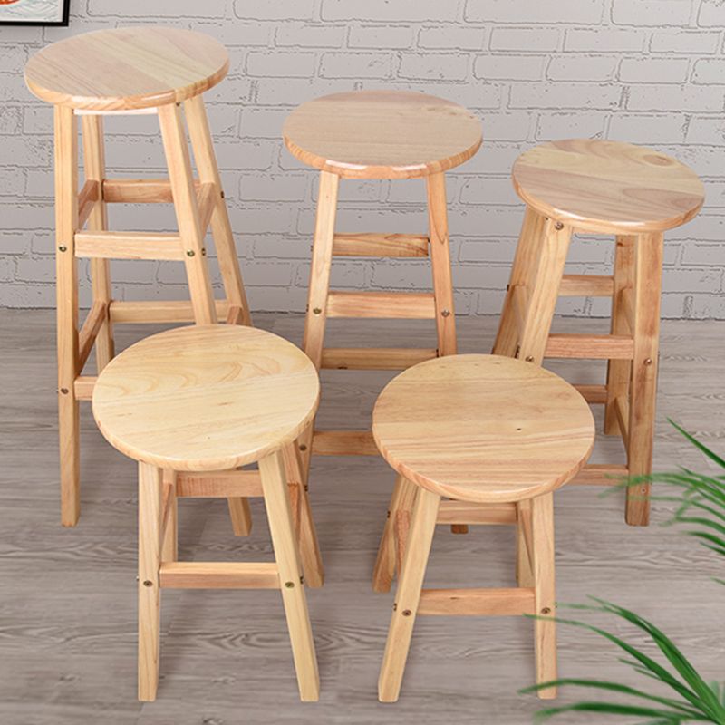 Light Wood Finish Counter & Bar Stools Modern Indoor Stools with 4 Legs