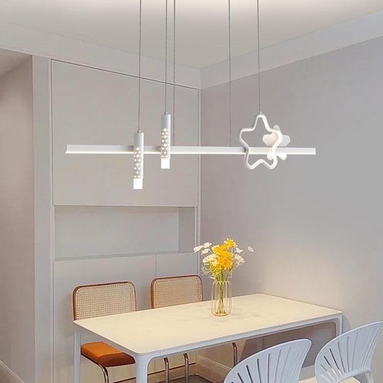 4-Light Modern Black/White Kitchen Island Lighting LED Ceiling Light for Bedroom