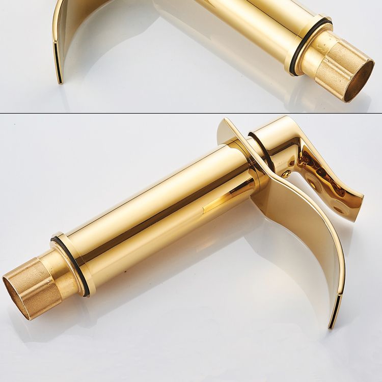 Single Hole Basin Faucet Waterfall Spout Sink Faucet Lever Handle Bathroom Faucet