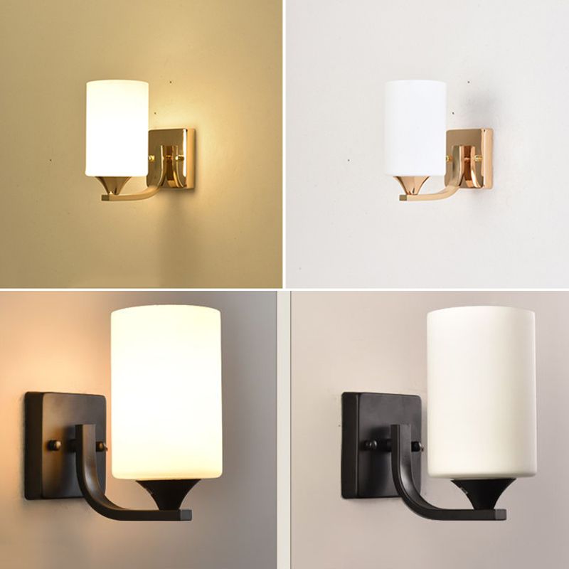 Round Disc Shade Wall Lighting Modern Simple Style Glass 1 Light Sconce Light in Gold