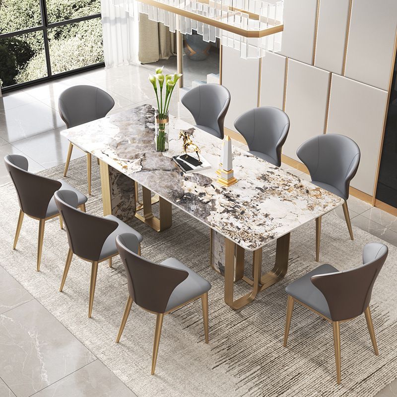 Luxury Sintered Stone Dining Set Rectangle 1/3/4/5/6/7/9 Pieces Dining Table with Chairs