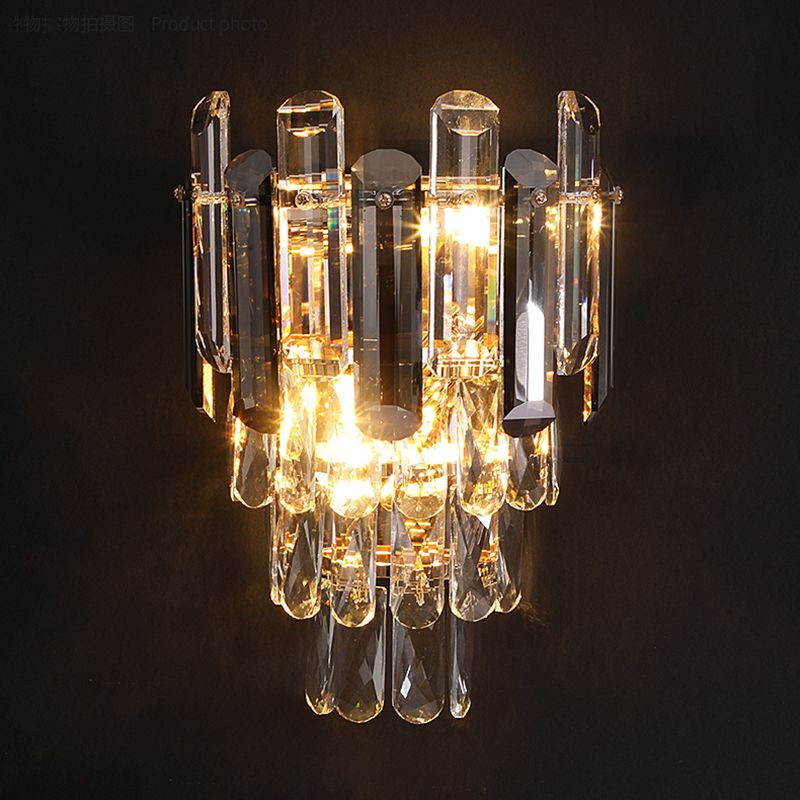 Geometric Shade 3-Lights Wall Sconce Modern Style Crystal Wall Mount Light Fixture