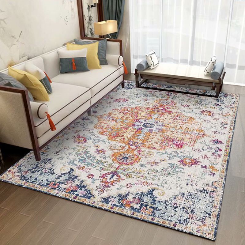 Multicolored Indoor Rug Traditional Flower Print Carpet Stain Resistant Carpet for Living Room