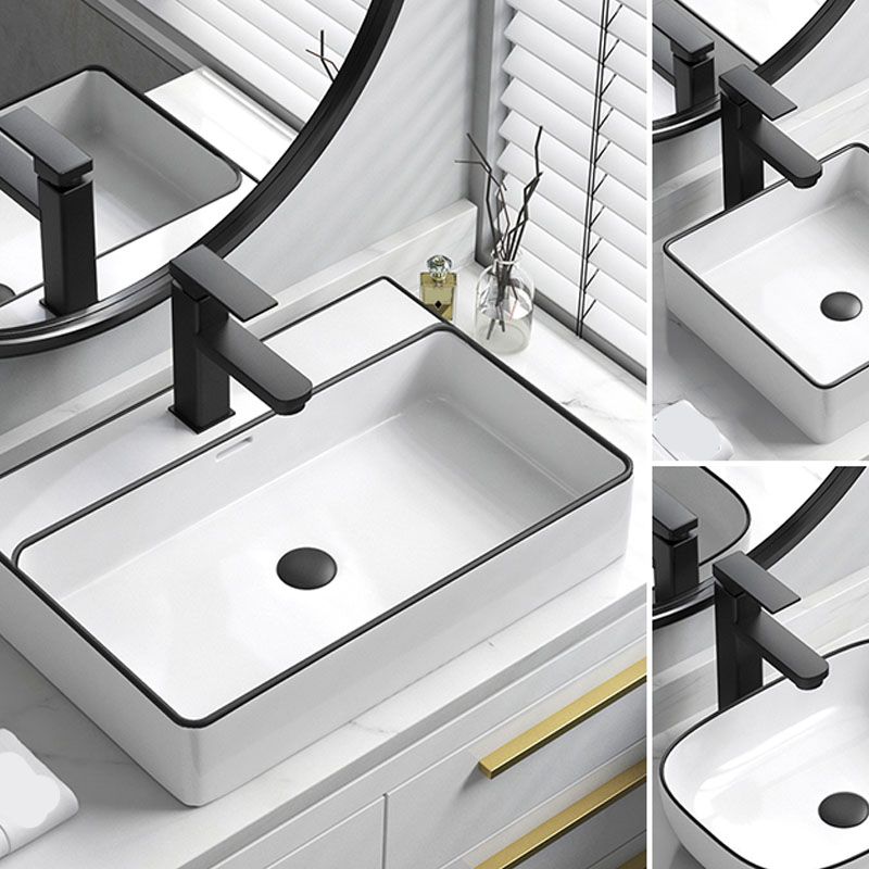 Bathroom Ceramic Sink Rectangular Rod Single Handle Faucet Sink