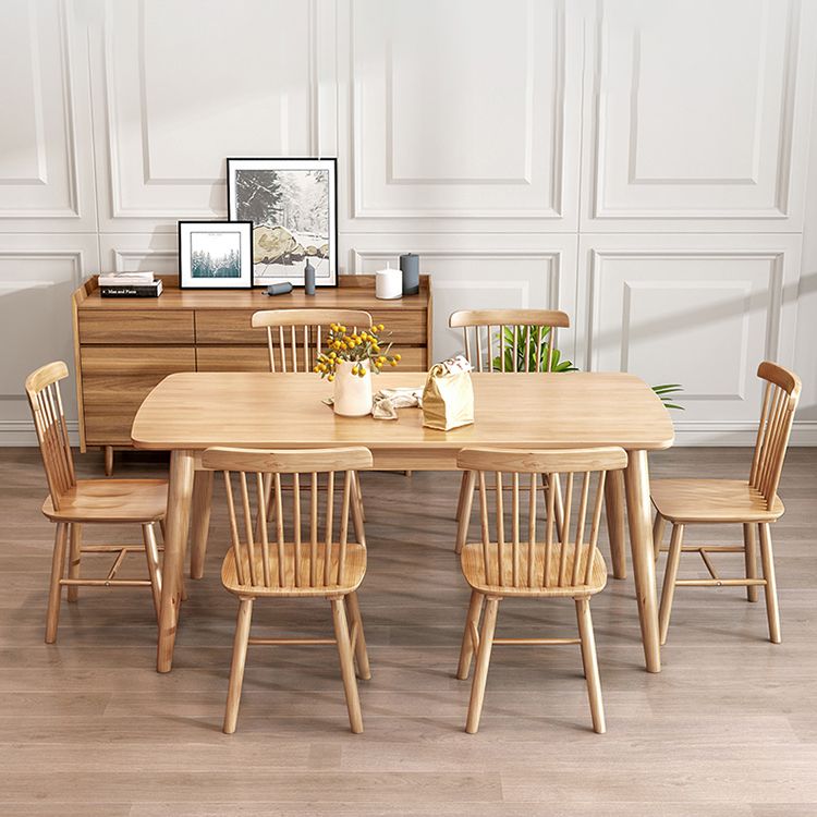 Modern Style Solid Wood Dining Set with  4 Legs Fixed Table Dinette Set for Dining Room