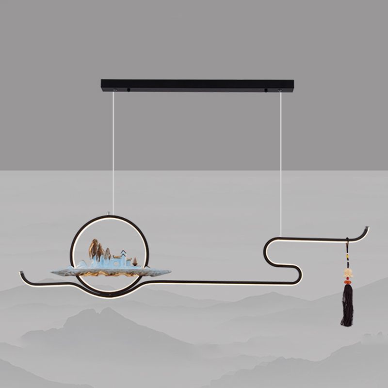 Luces colgantes colgantes lineales de estilo moderno de metal de metal de 2 luces accesorios de iluminación colgantes