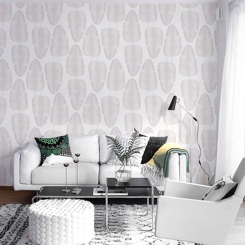 Simple Banana Leaves Wallpaper Roll for Coffee Shop Decor, Neutral Color, 57.1 sq ft.