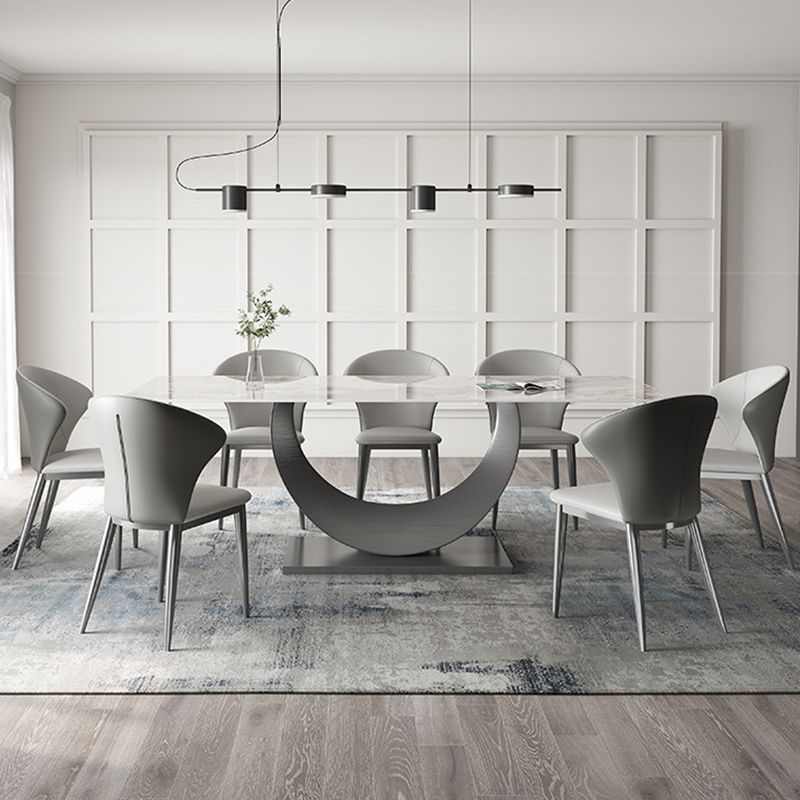 Industrial Dining Rectangle Table Sintered Stone Table with Metal Legs for Home Use