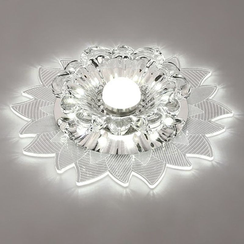 Plafonnier encastré de couloir de cristal encastré LED moderne en forme de fleur