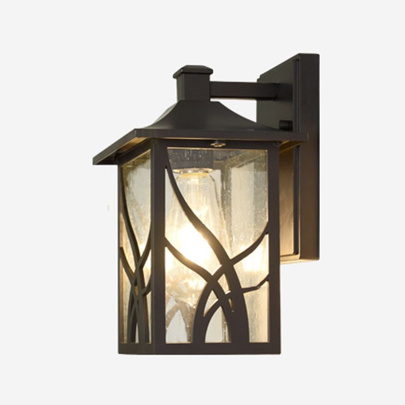 American Style Glass Wall Light Brown 10.5" High Wall Sconce for Outdoors