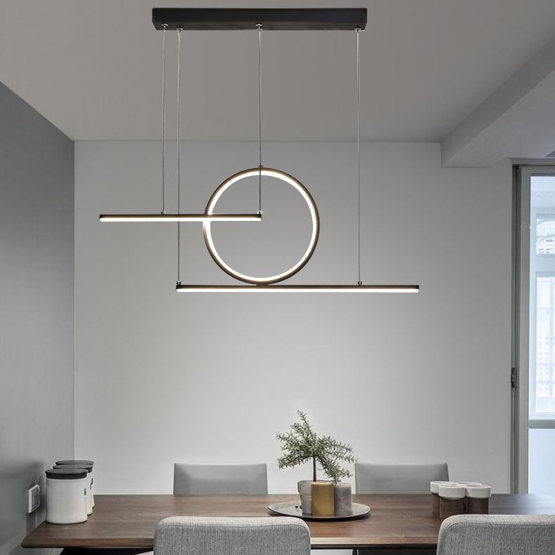 Modern Minimalist Style Linear Island Light Fixture Metal Pendant Light