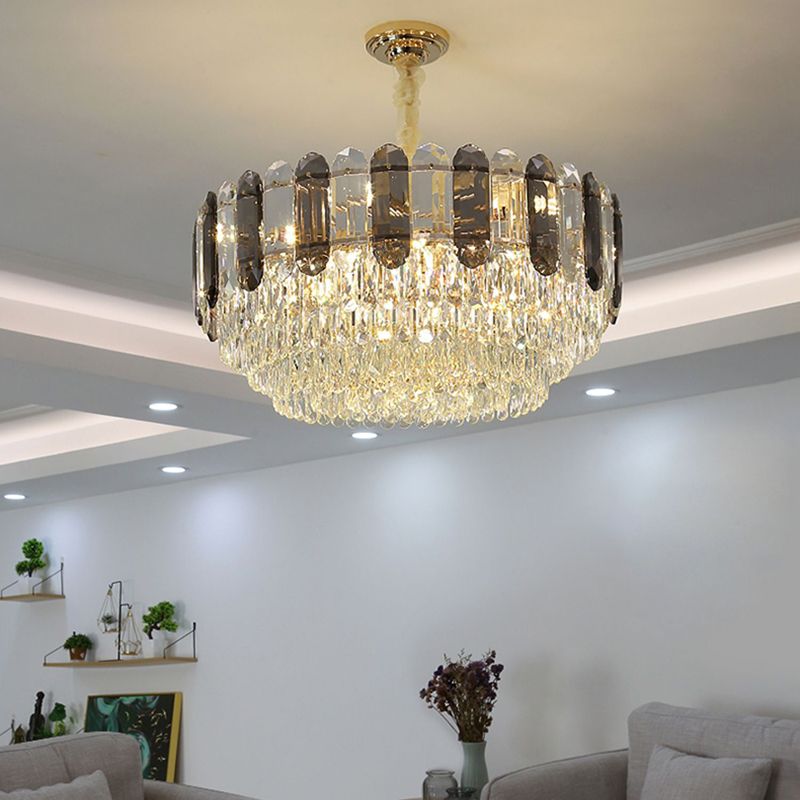 Contemporary Style Geometry Pendant Chandeliers Crystal Chandelier Lighting in Grey
