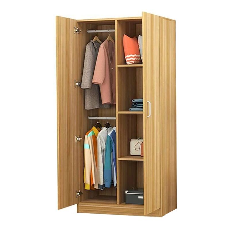 2 Door Modern and Contemporary Armoire Wood 4-shelf Wardrobe