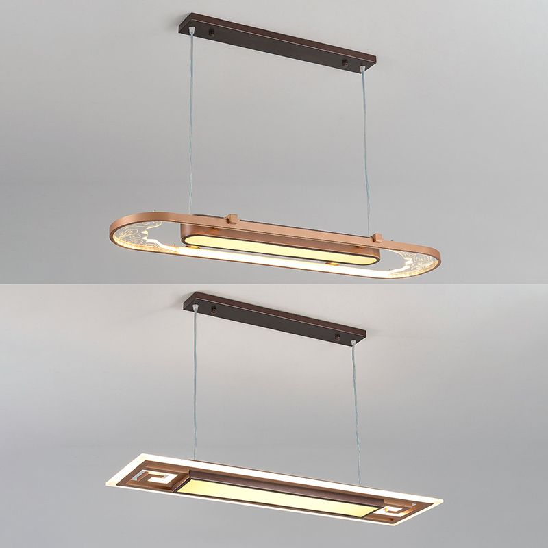 Luci a sospensione a sospensione in metallo marrone lampade a sospensione lineare contemporanea per sala da pranzo
