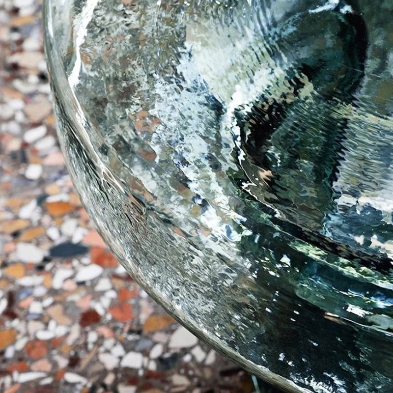 Contemporary Round Side Table Pedestal Clear Glass End Table