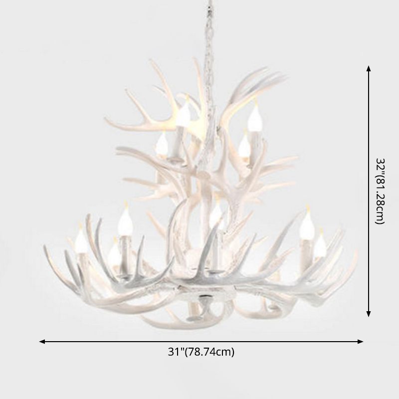 Résine rétro de rétro à corne lustre de style rustique de style rustique Lampe à lampe à lampe à la lampe en blanc