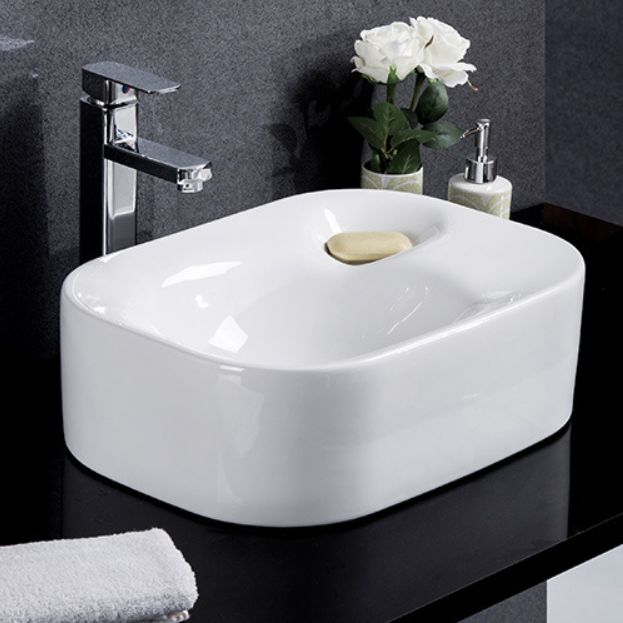 Modern Bathroom Sink Solid Color Porcelain Vessel Bathroom Sink