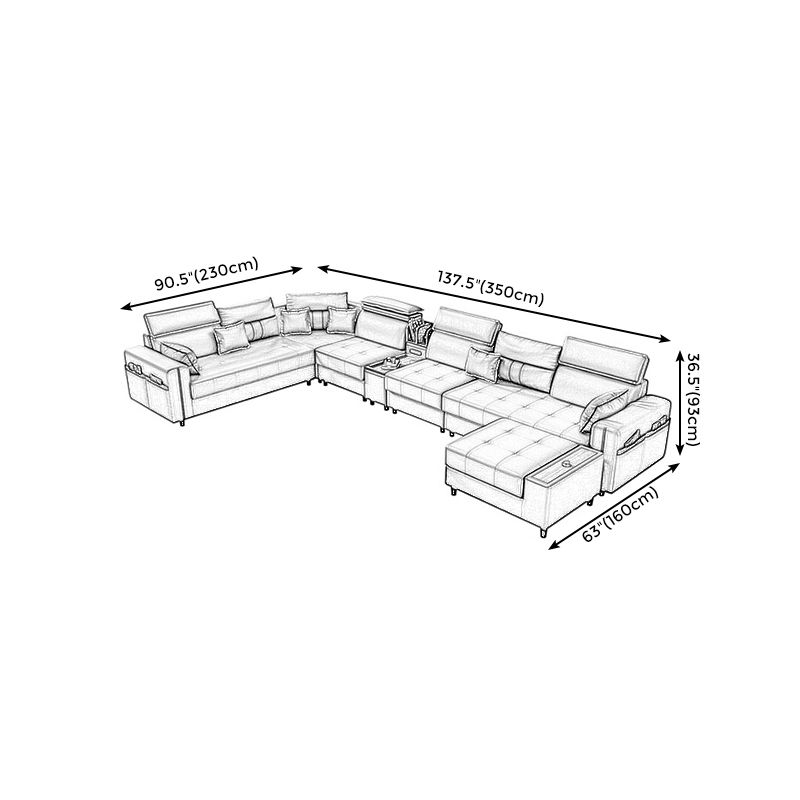 Sofá de almacenamiento contemporáneo Sofá de sala de estar ajustable de almacenamiento de brazo cuadrado de la sala de estar ajustable