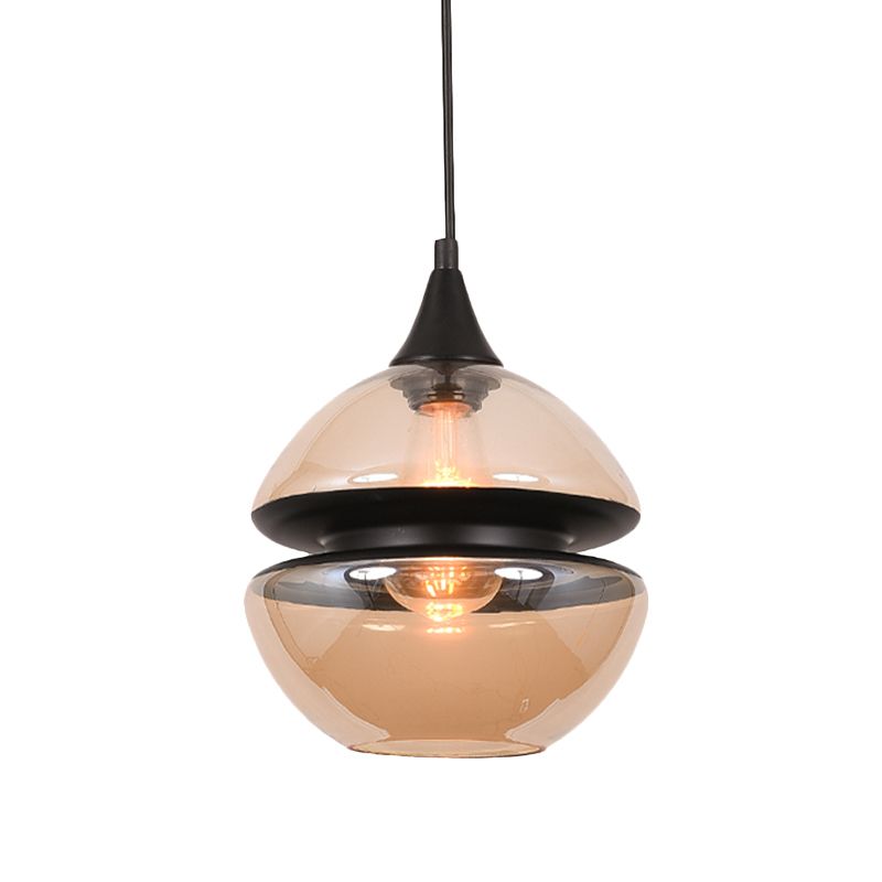 Lámpara colgante de calabaza marrón/elipse/cono moderna 1 lámpara de colgante de vidrio claro para comedor